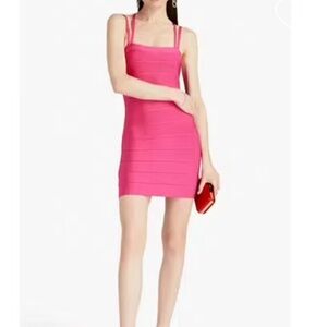 Herve Leger pink mini dress